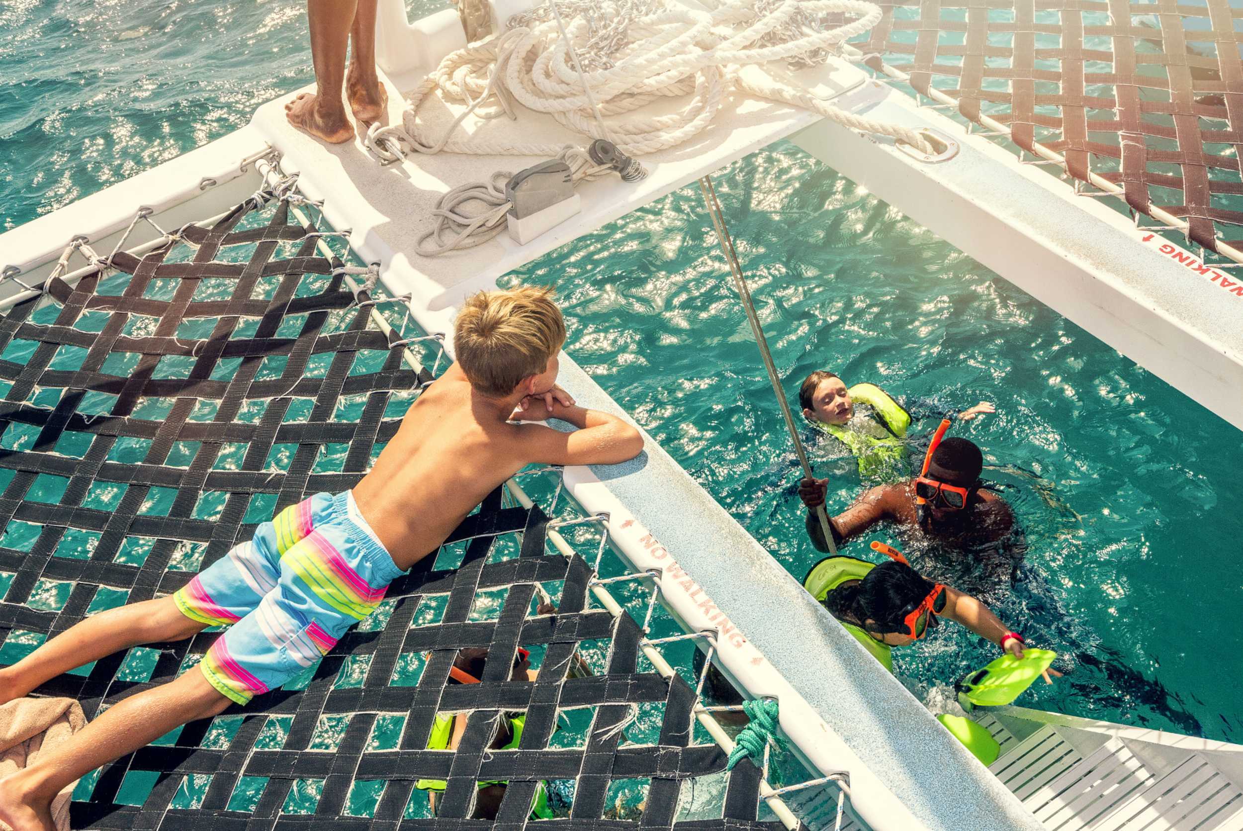 Snorkeling stop during a St. Lucia catamaran cruise